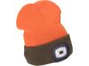 EXTOL čepice s čelovkou 4x45lm, USB nabíjení, fluorescentní oranžová/khaki zelená, oboustranná, univerzální velikost (43460)