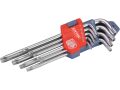 EXTOL klíče TORX, sada 9ks, T10-15-20-25-27-30-40-45-50, vrtané na kratší straně, CrV, EXTOL PREMIUM (6601)