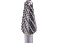 EXTOL fréza karbidová, konická zakulacená (R 2,5mm), pr.10x25mm/stopka 6mm,sek střední(double-cut) (8703784)