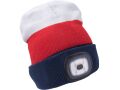 EXTOL čepice s čelovkou 45lm, nabíjecí, USB, bílá/červená/modrá, univerzální velikost (43450)
