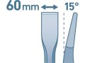 EXTOL sekáč plochý SDS PLUS lomený 15°, 250x14mm, šířka ostří 60mm (8801511)