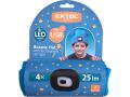 EXTOL čepice s čelovkou 4x25lm, USB nabíjení, modrá s bambulemi, dětská (43459)