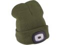 EXTOL čepice s čelovkou 4x45lm, USB nabíjení, fluorescentní oranžová/khaki zelená, oboustranná, univerzální velikost (43460)