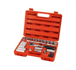 EXTOL klíče nástrčné, sada 39ks, 3/8", ráčna 3/8" 45zubů, malé ořechy: 8-9-10-11-12-13-14-15-16-17-18-19-20-21-22mm, velké ořech