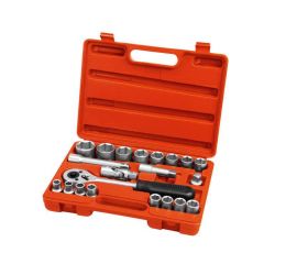 EXTOL klíče nástrčné, sada 21ks, 1/2", ráčna 1/2" 45zubů, ořechy: 10-11-12-13-14-15-16-17-18-19-21-22-24-27-30-32mm, nástavec 75