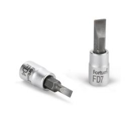 FORTUM hlavice zástrčná šroubovák plochý, 1/4', 7,0mm, L 37mm, CrV/S2, FORTUM (4701802)