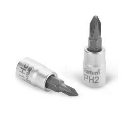FORTUM hlavice zástrčná šroubovák PH, 1/4', PH2, L 37mm, CrV/S2, FORTUM (4701812)