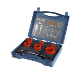 EXTOL vrtáky korunkové, instalatérská, sada 9ks, 19-22-29-38-44-57mm, hloubka vrtání 38mm, použití: dřevo, plasty, sádrokarton,