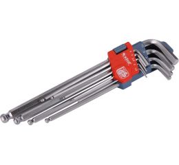 EXTOL imbus klíče prodloužené, sada 9ks, 1,5-2-2,5-3-4-5-6-8-10mm, s kuličkou, CrV, EXTOL PREMIUM (8819312)