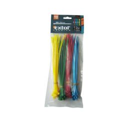 EXTOL pásky na vodiče, 2,5x100mm, 100ks, barevné, 4x25ks (žlutý, zelený, červený, modrý), NYLON, EXTOL PREMIUM (8856192)