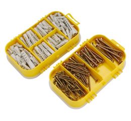 EXTOL vruty s hmoždinkami 4 rozměry, sada 170ks, vruty PZ 85ks: 40ks-3,5x30mm, 25ks-4x40mm, 12ks-5x50mm, 8ks-6x60mm, hmoždinky 8