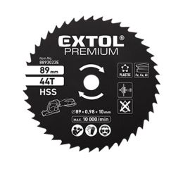 EXTOL kotouč pilový HSS,Ř89x1x10mm, 44T (8893022E)