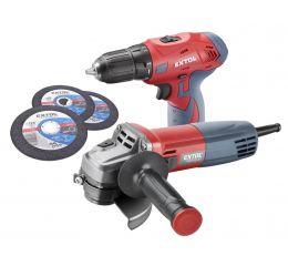 EXTOL sada vrtačka aku 12V a bruska úhlová 125mm v plastovém boxu (8898311)