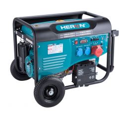 HERON elektrocentrála benzínová 15HP/6,8kW (400V), 5,5kW (230V), elektrický start, podvozek (8896420)