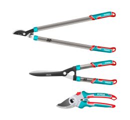 TOTAL Nůžky zahradnické, sada 3ks, industrial (THT1576033)