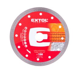 EXTOL PREMIUM kotouč diamantový řezný, turbo Thin Cut, suché i mokré řezání, O 150x22,2x1,6mm (8803043)