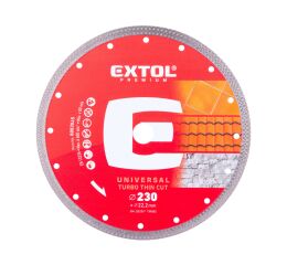 EXTOL PREMIUM kotouč diamantový řezný, turbo Thin Cut, suché i mokré řezání, O 230x22,2x2mm (8803045)