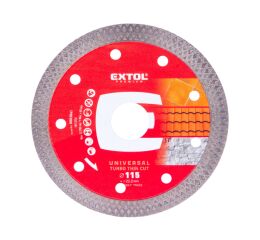 EXTOL PREMIUM kotouč diamantový řezný, turbo Thin Cut, suché i mokré řezání, O 115x22,2x1,2mm (8803041)