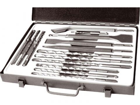 EXTOL vrtáky a sekáče SDS PLUS, sada 14ks, 4xsekáč: 250mm: plochý 20 a 40mm, špičatý, drážkovací, 10xvrták: 5x110mm, 6, 8, 10x16