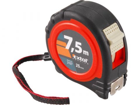 EXTOL metr svinovací, 7,5m, šířka pásku 25mm, pryžový obal, EXTOL PREMIUM (3157)