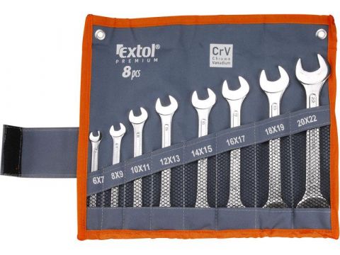 EXTOL klíče otevřené/otevřené, sada 8ks, 6-22mm, CrV, EXTOL CRAFT (6119)