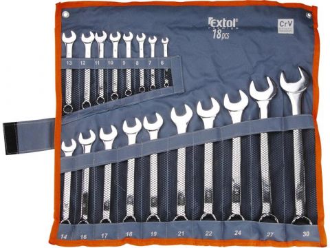 EXTOL klíče otevřené/očkové, sada 18ks, 6-30mm, CrV, EXTOL CRAFT (6734)