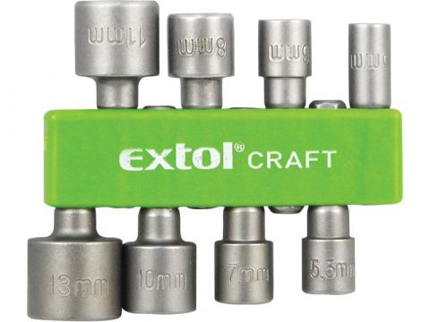 EXTOL klíče nástrčné do vrtačky, sada 8ks, 5-13mm, šestihran, CrV, EXTOL CRAFT (10213)