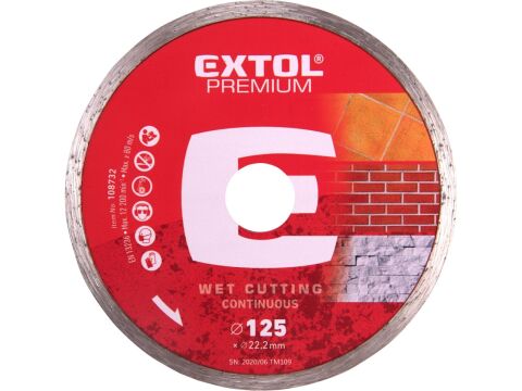 EXTOL kotouč diamantový řezný celoobvodový, 125x22,2mm, mokré řezání, EXTOL PREMIUM (108732)