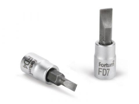 FORTUM hlavice zástrčná šroubovák plochý, 1/4', 7,0mm, L 37mm, CrV/S2, FORTUM (4701802)