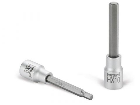 FORTUM hlavice zástrčná prodloužená imbus, 1/2', HX6, L 100mm, CrV/S2, FORTUM (4700626)