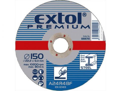 EXTOL kotouč brusný na ocel, 125x6,0x22,2mm, EXTOL PREMIUM (8808702)