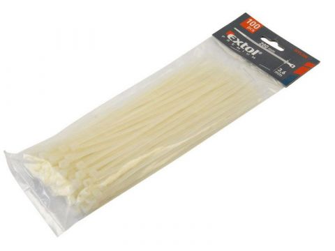 EXTOL pásky na vodiče, 4,8x400mm, 100ks, bílé, NYLON, EXTOL PREMIUM (8856116)