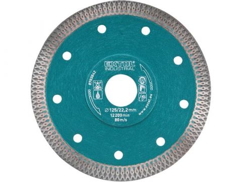 EXTOL kotouč diamantový řezný turbo Thin Cut, 115x22,2mm, suché i mokré řezání, EXTOL INDUSTRIAL (8703041)