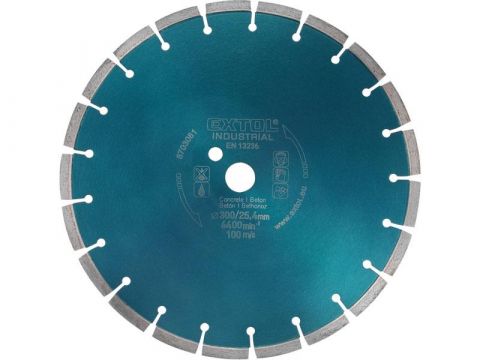 EXTOL kotouč diamantový řezný segmentový na BETON, 300x25,4mm, suché i mokré řezání, EXTOL INDUSTRIAL (8703081)