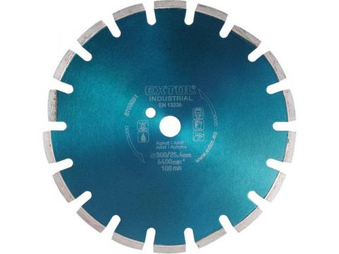 EXTOL kotouč diamantový řezný segmentový na ASFALT, 400x25,4mm, suché i mokré řezání, EXTOL INDUSTRIAL (8703093)