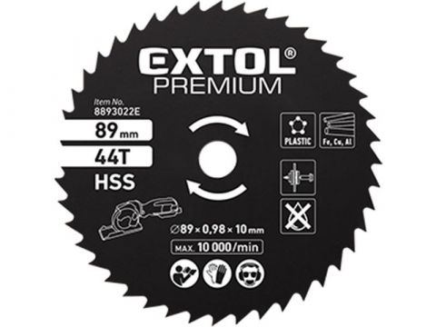 EXTOL kotouč pilový HSS,Ř89x1x10mm, 44T (8893022E)