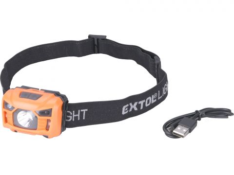 EXTOL čelovka 100lm, nabíjecí, USB, 3W LED (43180)