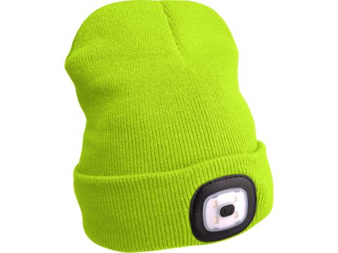 EXTOL čepice s čelovkou 45lm, nabíjecí, USB, fluorescentní žlutá, univerzální velikost (43194)