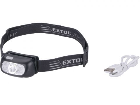 EXTOL čelovka 130lm CREE XPG, nabíjecí, USB, dosvit 40m, 5W CREE XPG LED (43181)
