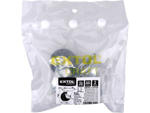 EXTOL kolečka otočná z tvrdé pryže s brzdou, sada 2ks, průměr 40mm (956013)