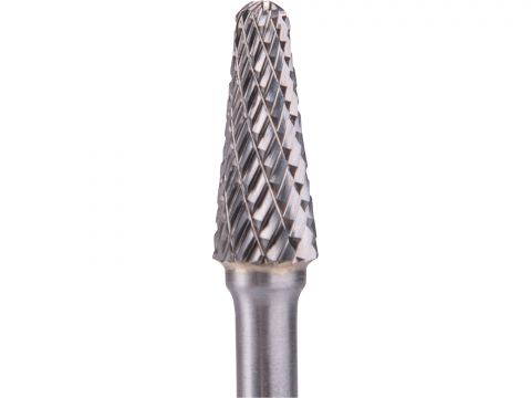 EXTOL fréza karbidová, konická zakulacená (R 2,5mm), pr.10x25mm/stopka 6mm,sek střední(double-cut) (8703784)