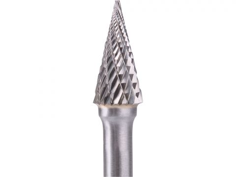 EXTOL fréza karbidová, konická jehlan, pr.10x20mm/stopka 6mm,sek střední(double-cut) (8703794)