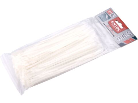 EXTOL pásky stahovací na kabely EXTRA, bílé, 205x3,6mm, 100ks, nylon PA66 (8856222)