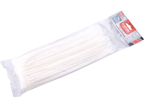 EXTOL pásky stahovací na kabely EXTRA, bílé, 280x4,6mm, 100ks, nylon PA66 (8856224)