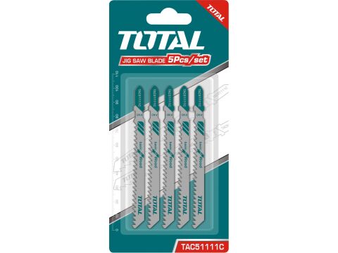 TOTAL Plátky do přímočaré pily, dřevo, 5ks, délka řezací plochy 75mm, HCS (TAC51111C)