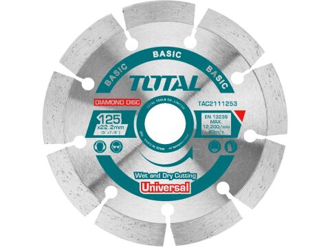 TOTAL Kotouč diamantový řezný, segmenový, suché i mokré řezání, 230x22,2mm (TAC2112303)