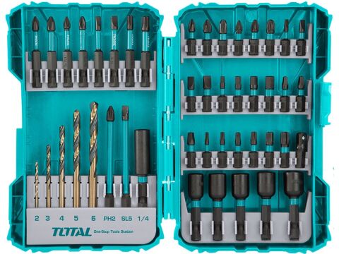TOTAL Vrtáky a hroty, sada 45ks, industrial (TACSDL24502)