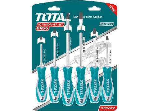 TOTAL šroubováky, sada 6ks, industrial, 3x (-) , 3xPH, CrV (THT250606)