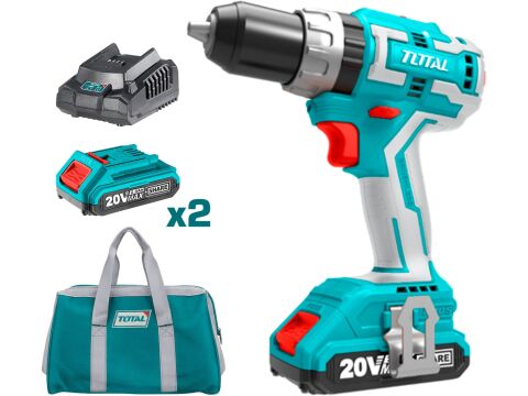 TOTAL Vrtací šroubovák aku s příklepem, Brushless, 2000mAh, industrial (TIDLI20608)