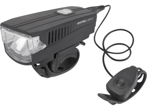 EXTOL světlo bílé na kolo 350lm, USB nabíjení, klakson, 5W LED (43137)